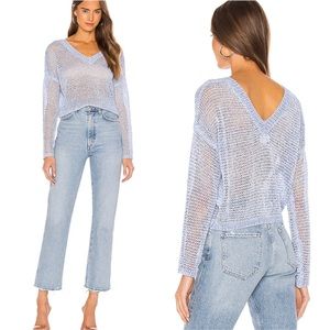 Superdown New Blue Open Knit V-Neck Sweater